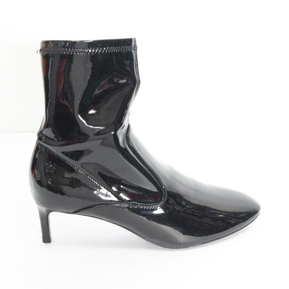 Zara Boots New Women Pull on Bootie Faux Patent Leather sz 5 - Picture 1 of 7
